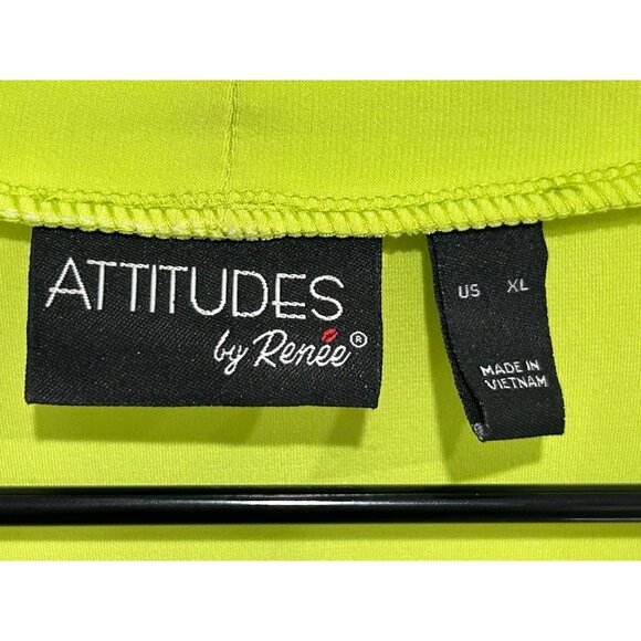 Attitudes By Renee Womens Fringe Open Front Cardigan XL Lime Green Casual Lightw - Picture 5 of 9